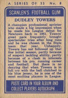 1964 Scanlens NRL #8 Dudley Towers Back